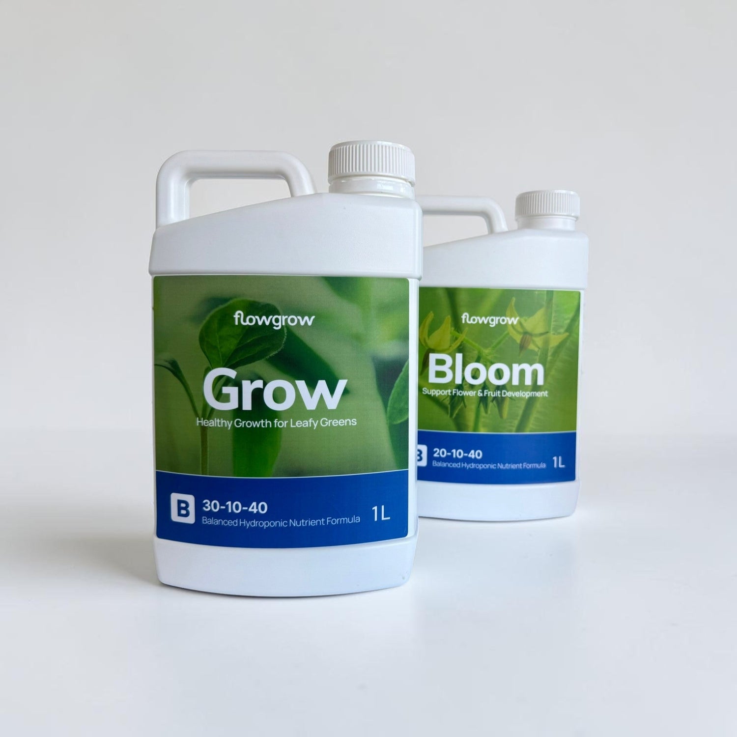 Grow and Bloom Hydroponic nutrients bottles for FlowGrow towers in New Zealand