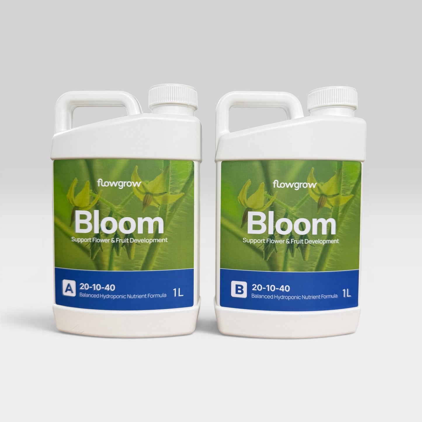 FlowGrow Bloom A and B hydroponic nutrients for flowering and fruiting plants