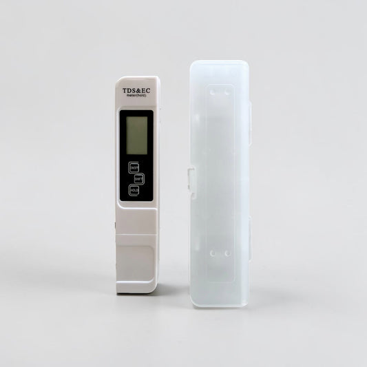 EC TDS temperature meter for testing FlowGrow hydroponic nutrient water