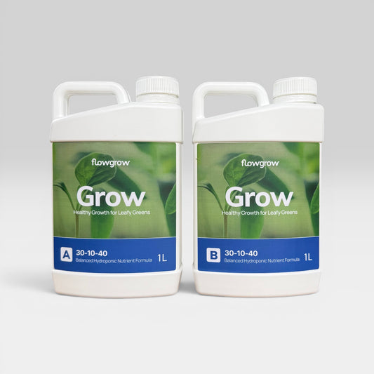FlowGrow Grow A and B hydroponic nutrients for leafy greens and herbs